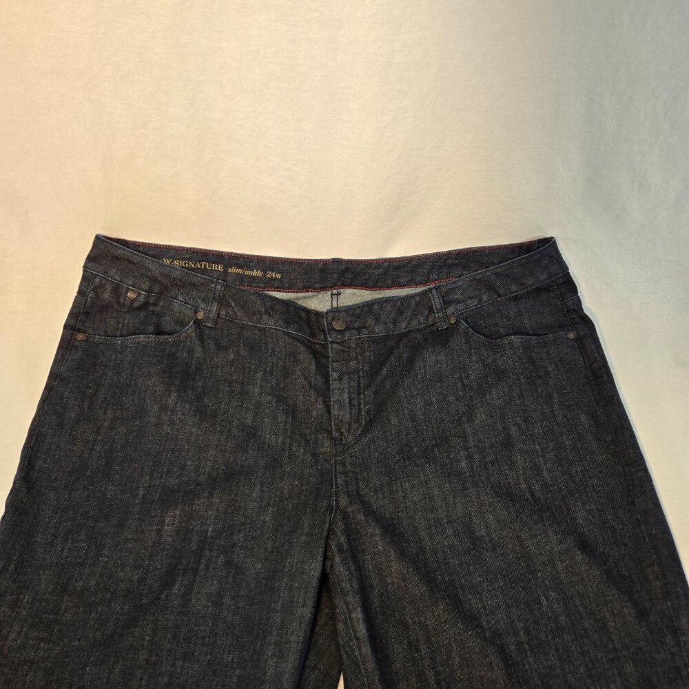 TALBOTS W-Signature Slim/Ankle Zip Dark Blue Jeans Plus Size 24W New NO Tags! - Picture 5 of 16